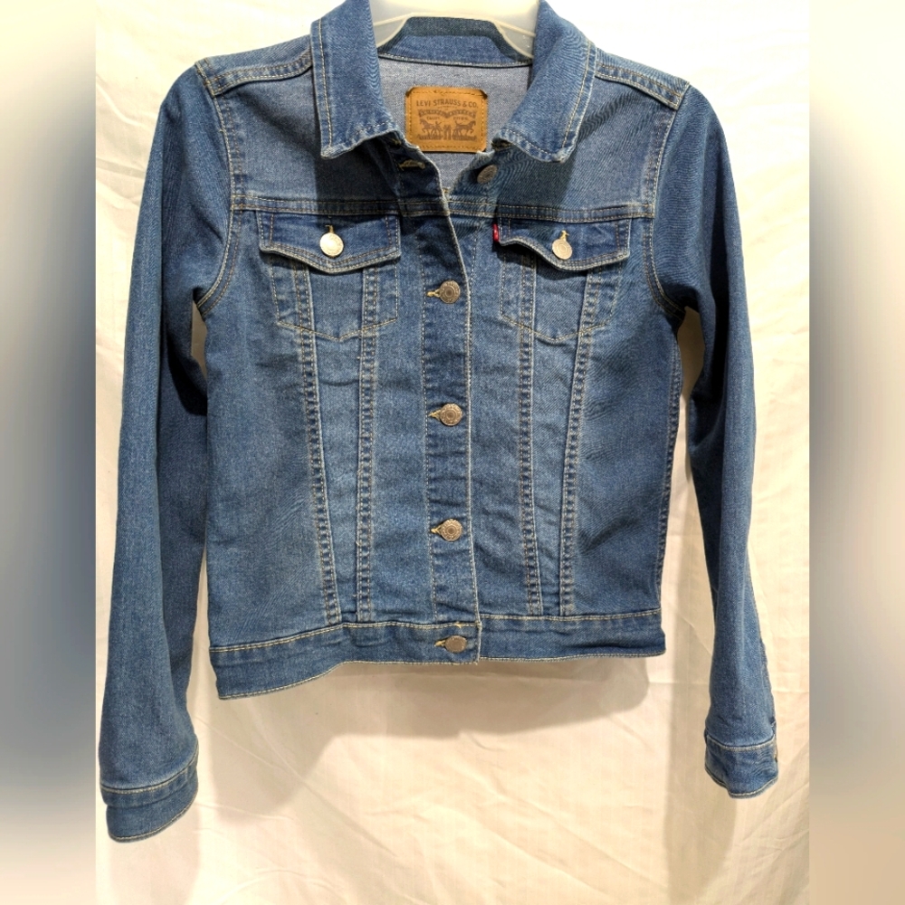 Levi's Kids Classic Blue Jean Jacket Button Up Unisex Girls Boys Sz 10-12